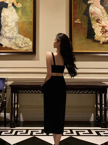 Sheath V Neckline Date Night Dress Black Prom Dresses Party Dress Birthday Outfits SD809